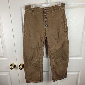 We The Free Osaka Barrel Wide Leg Button Fly Jeans Brown Size 27